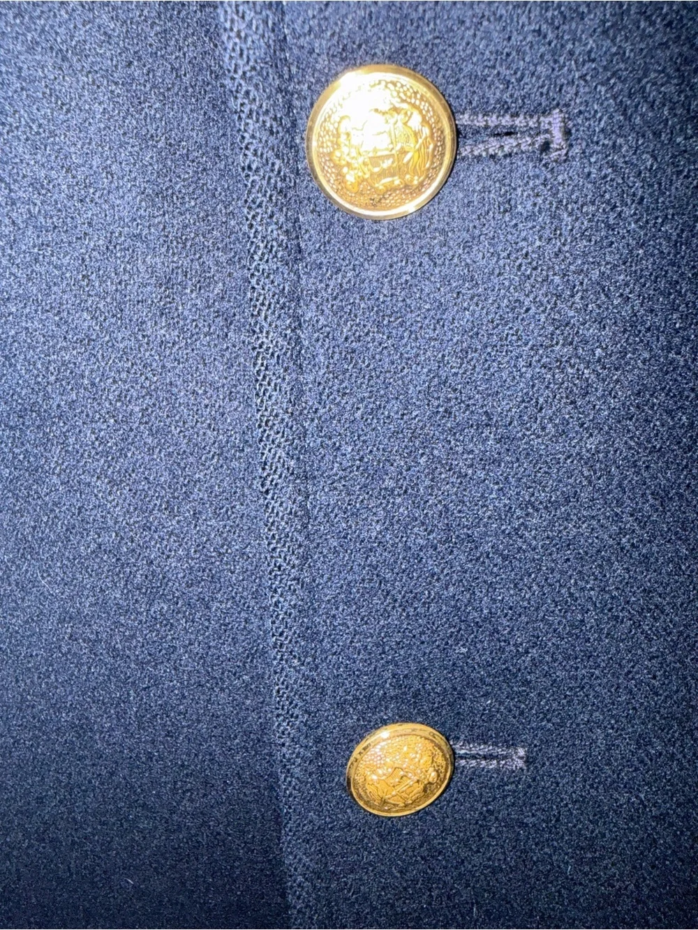 Vintage Kenneth Roberts Navy Wool Blazer Gold Crest Buttons Made USA Preppy L